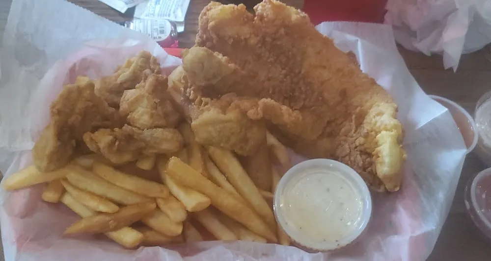 Seafood Platter Fried Catfish Fried Oysters with French Fries